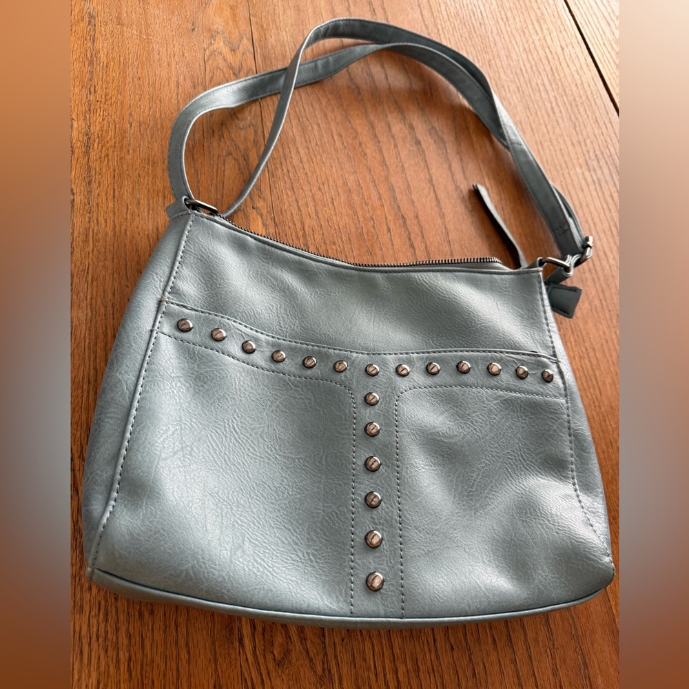 Light Blue Studded Shoulder Bag